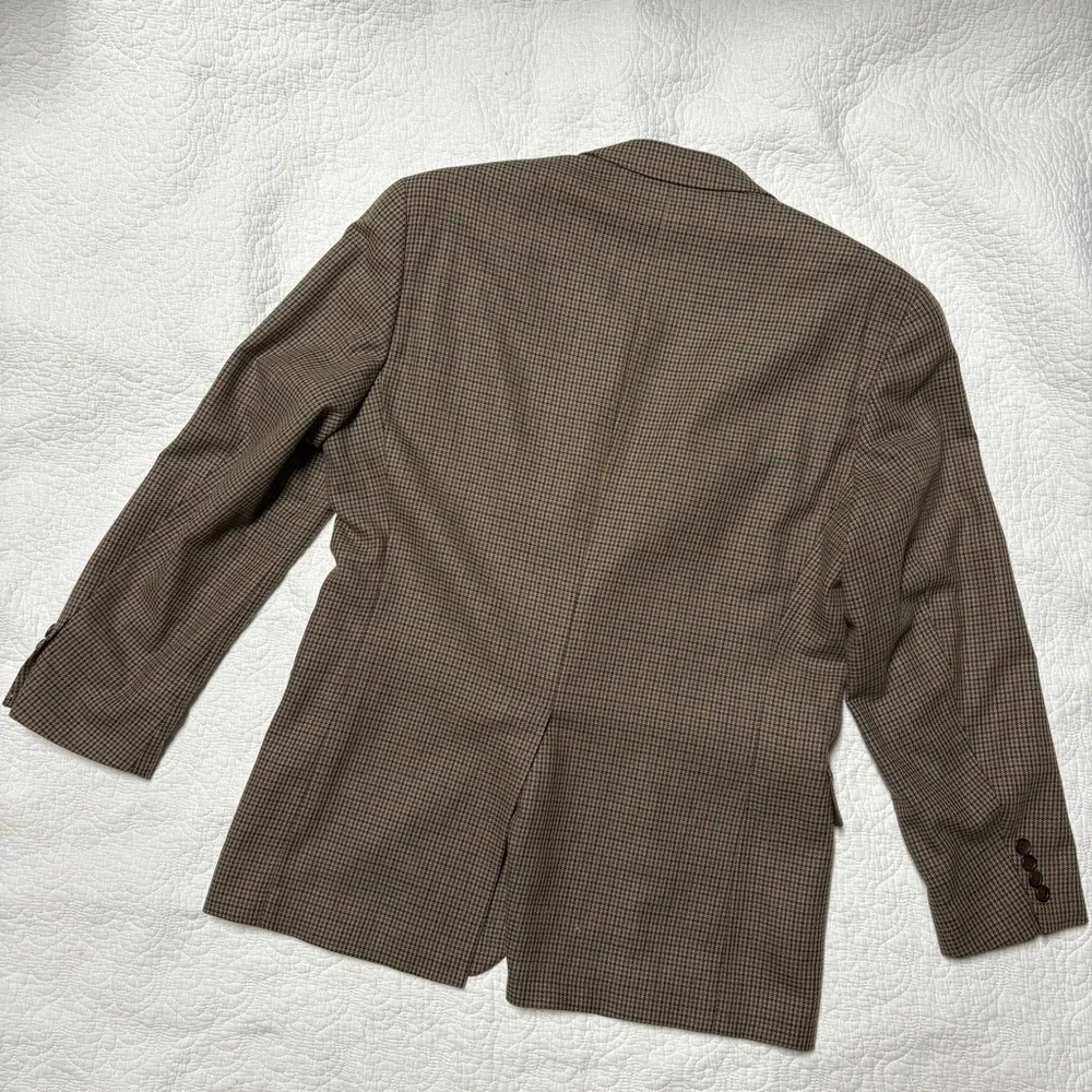 Vintage Ralph Lauren Chaps Blazer Made in Canada Silk Wool Houndstooth 40R - Picture 12 of 16